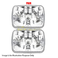 Pair Head Lamp Left = Right H4 Sq 7Inch With Globe,Glass For NISSAN/DATSUN SUNNY