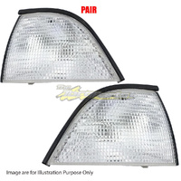 Pair Corner Lamp Left-Right White Lens TYC For BMW 3SERIES COUPE/CONVERTIBLE E36