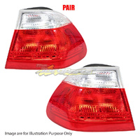 Pair Tail Lamp Left-Right White Lens White Top TYC For BMW 3SERIES SEDAN E46