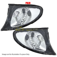 Pair Corner Lamp L-R Clear W/Black Surround For BMW 3SERIES E46 SEDAN SPORT/STD