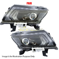 Pair Head Lamp L-R Black W/LED Electric Adjust For NISSAN/DATSUN NAVARA UTE D23