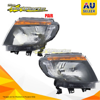 Pair New Head Lamp Left-Right Hand Black TYC For Ford Ranger Ute 08/11-05/15 PX