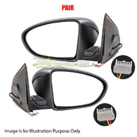 Pair Door Mirror Lft-Right Convex Glass Prime Cover For NISSAN/DATSUN DUALIS J10