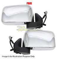 Pair New Door Mirror Left-Right Chrome Electric For NISSAN/DATSUN NAVARA UTE D22