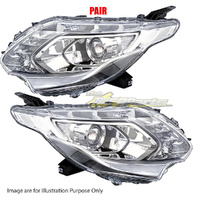 Pair New Head Lamp Left-Right Dark Grey, Clear Cap For MITSUBISHI TRITON MQ