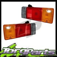 TAIL LIGHTS PAIR SUIT LANDCRUISER 75 SERIES TOYOTA ROUND PLUG TRAY TAILLAMP LAMP