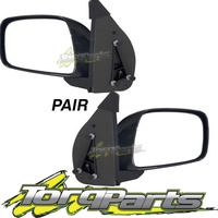 PAIR MANUAL DOOR MIRRORS SUIT D40 NISSAN NAVARA 06-10 SPAIN VSK BLACK SIDE