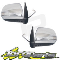 MIRRORS PAIR ELECTRIC CHROME SUIT TOYOTA HILUX 11-15 W LIGHT DOOR SIDE REAR