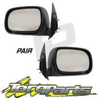 MIRRORS PAIR MANUAL BLACK SUIT TOYOTA HILUX 11-15 DOOR SIDE REAR VISION