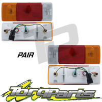TAILLIGHTS PAIR SUIT TOYOTA LANDCRUISER 78 SERIES TRAY SQUARE PLUG TAILLAMPS