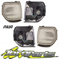 CORNER LIGHTS PAIR SUIT TOYOTA LANDCRUISER 80 SERIES CHROME SAHARA PARKER LAMP