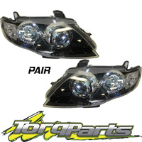 HEADLIGHTS PAIR SUIT FG FALCON FORD SERIES 2 MK2 G6E PROJECTOR BLACK HEADLAMPS