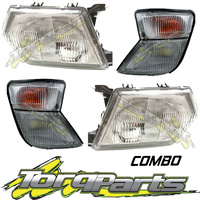 HEADLIGHTS &amp; CORNER LIGHTS SET SUIT GU PATROL NISSAN 97-02 SERIES 2 INDICATORS