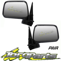 MIRRORS PAIR MANUAL BLACK SUIT HOLDEN RODEO TF SAIL MOUNT DOOR SIDE REAR VISION