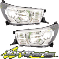 REPLACEMENT PAIR HEADLIGHTS SUIT TOYOTA HILUX 15-20 WORKMATE SR HEADLAMPS LAMPS