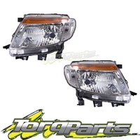 HEADLIGHTS PAIR SUIT PX RANGER FORD 11-15 SERIES 1 CHROME HEADLAMP HEAD LIGHT