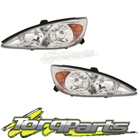 HEADLIGHTS PAIR SUIT TOYOTA CAMRY CV36 02-04 SERIES 1 SILVER HEADLAMPS HEAD
