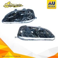 Head Lamp Left &amp; Right Halogen Manual Adjust For Honda CivicEk 2/3/4Dr 1995-2000